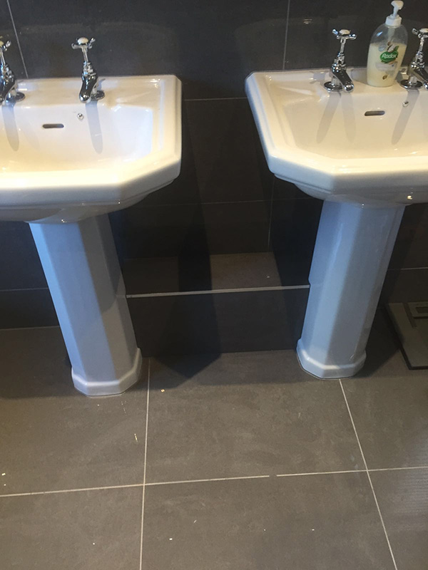 Finished bathroom with all boxing and tiling complete