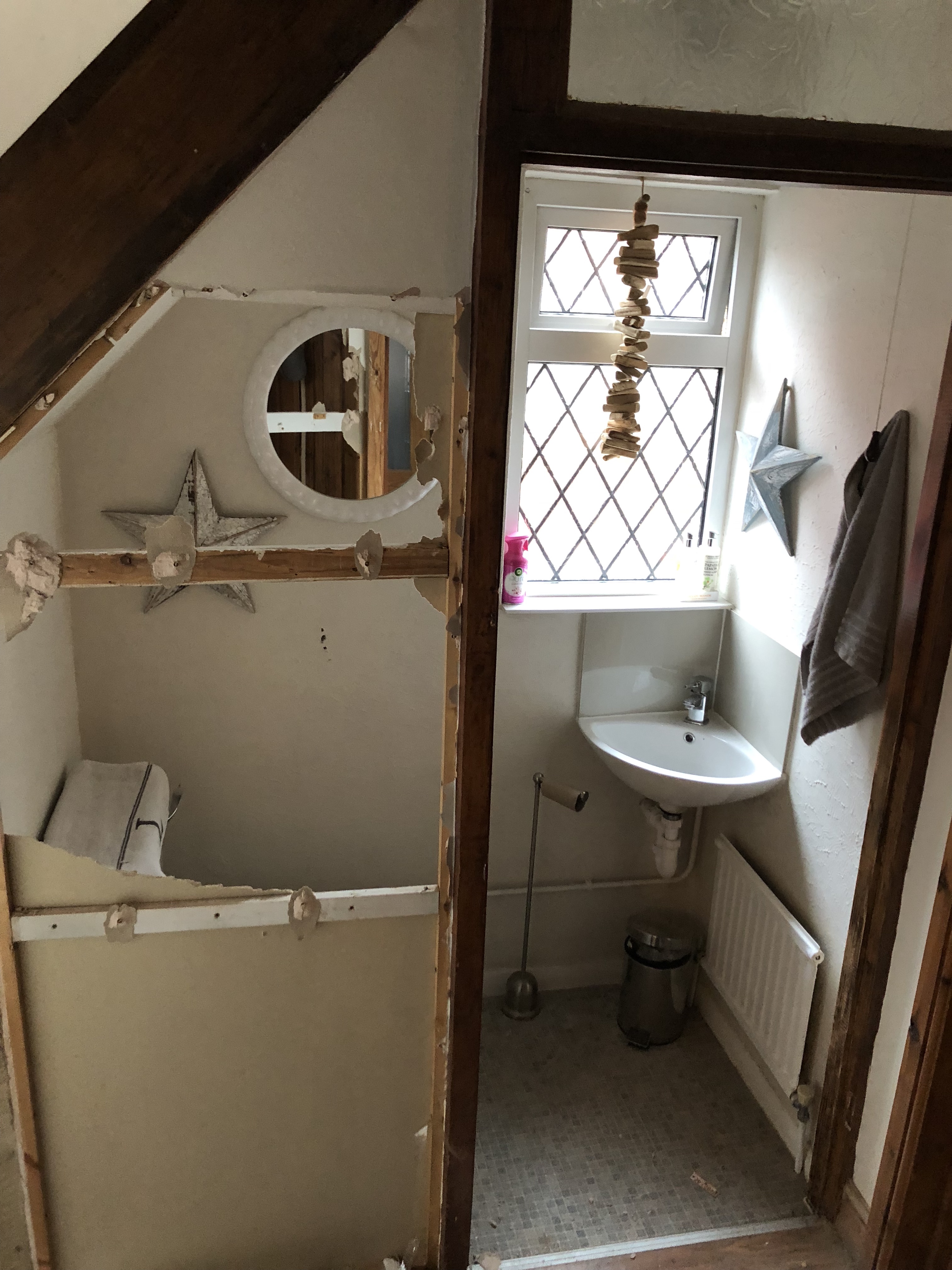 Hallway view showing new doors and flooring